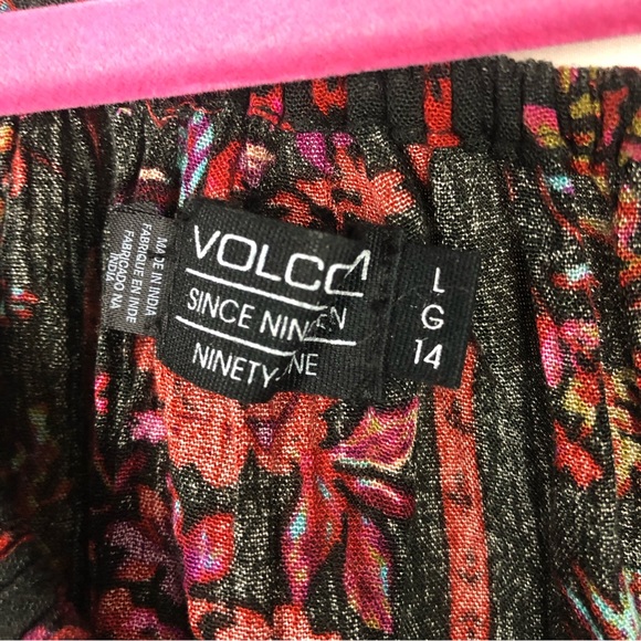Volcom Off The Shoulder Floral Top Stretch Summer Casual Flare Womens Large - Picture 2 of 2